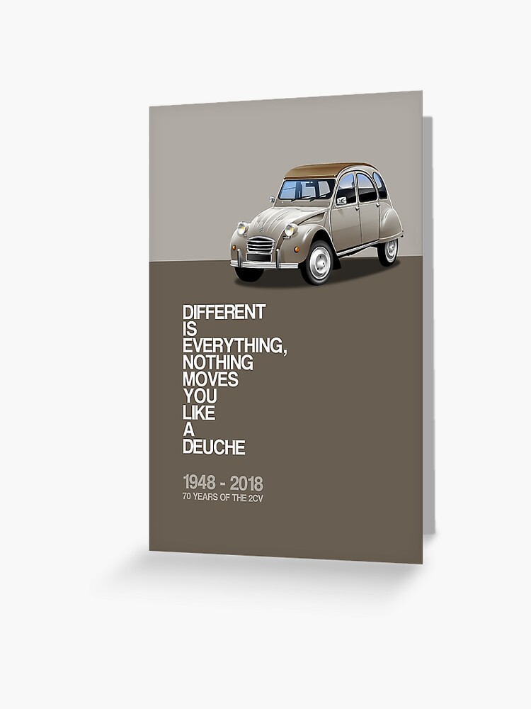 Carte De Vœux Illustration De L Affiche Du 70e Anniversaire De Citroen 2cv Annees 1960 Par Rjwautographics Redbubble