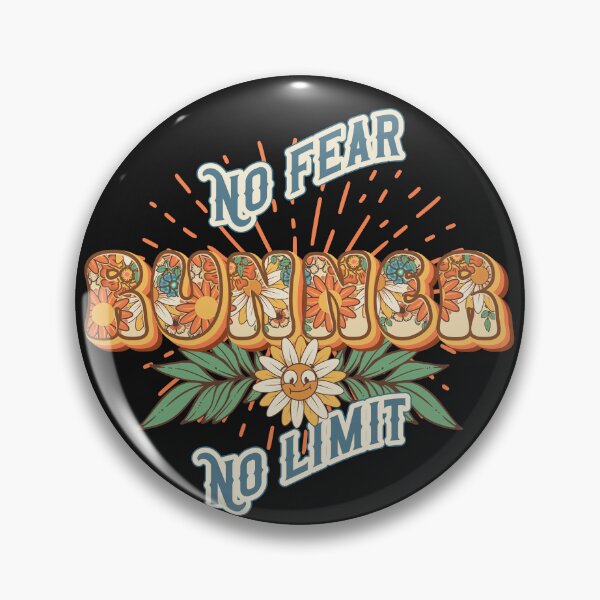 Item preview, Runner groovy vibes No fear no limit retro quote  gift for running Vintage floral pattern designed and sold by HomeCoquette.