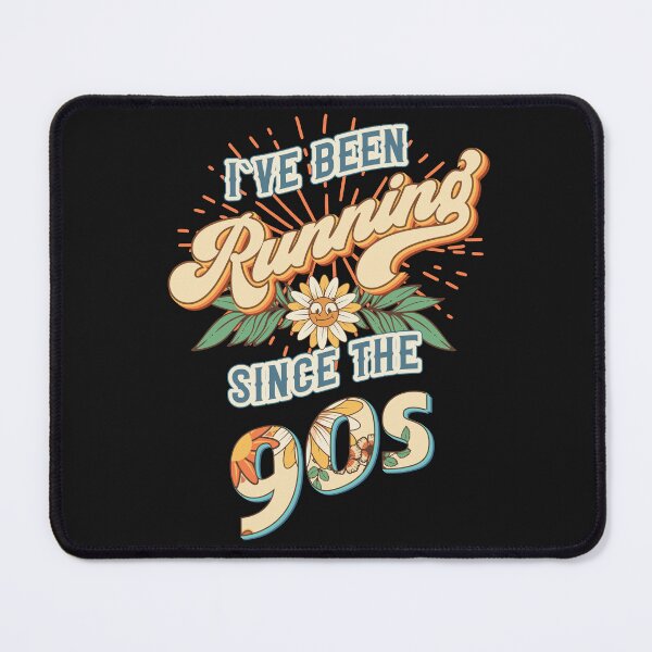 Item preview, I ve been running since the 90s Groovy retro quote gift for running Vintage floral pattern designed and sold by HomeCoquette.