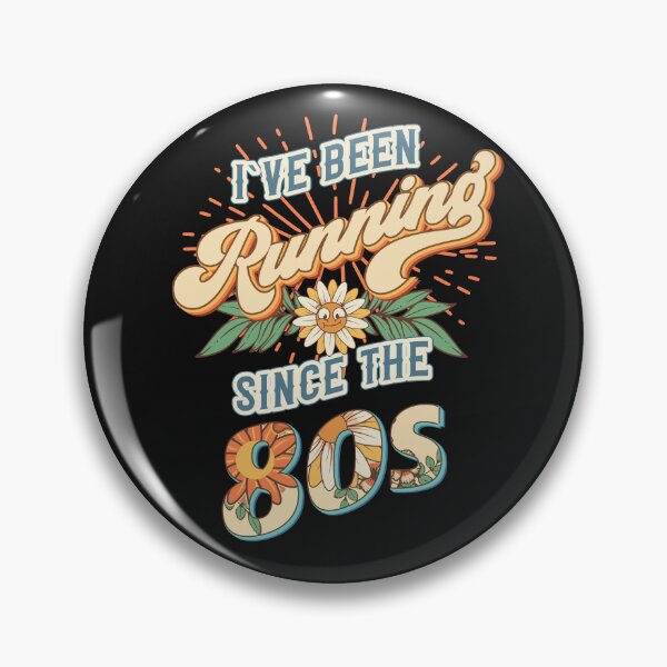 Item preview, I ve been running since the 80s Groovy retro quote  gift for running Vintage floral pattern designed and sold by HomeCoquette.