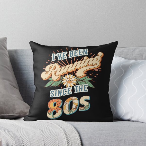 Item preview, I ve been running since the 80s Groovy retro quote  gift for running Vintage floral pattern designed and sold by HomeCoquette.