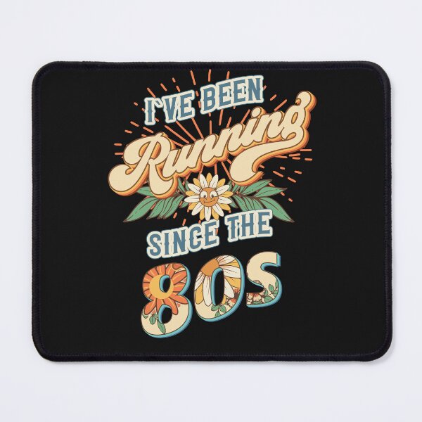 Item preview, I ve been running since the 80s Groovy retro quote  gift for running Vintage floral pattern designed and sold by HomeCoquette.