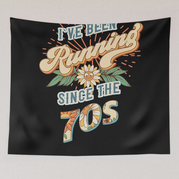 Item preview, I ve been running since the 70s Groovy retro quote  gift for running Vintage floral pattern designed and sold by HomeCoquette.