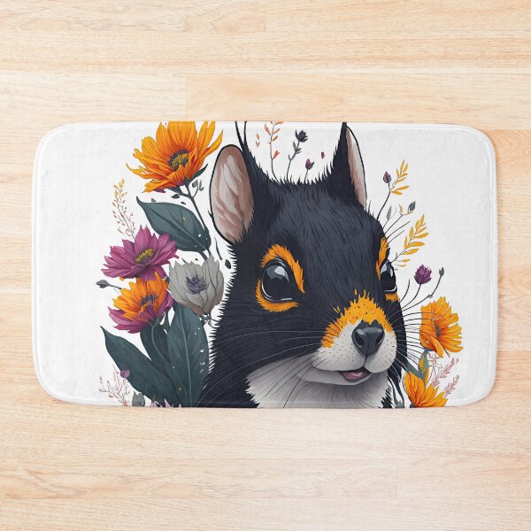 Item preview, Cute Black Squirrel Watercolor Art with Complementary Flowers designed and sold by AndyNgn.