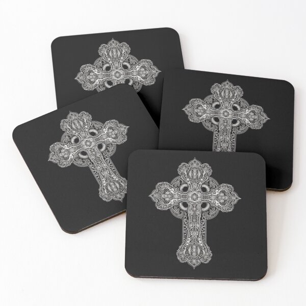 Item preview, Ornate Gothic Cross Black and White designed and sold by DirtyDogArts.