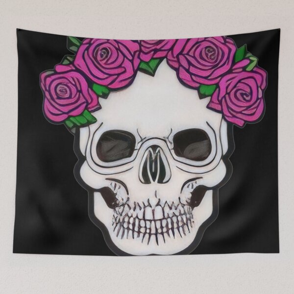 Item preview, Pink Rose headdress crown Skull Skeleton Dead Poet designed and sold by McCallnWaldo.