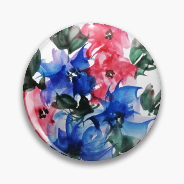 Item preview,  light-pink, blue flowers and leaves in a distinct view of dark-pink hue over its petals designed and sold by Nature  Nblossom.