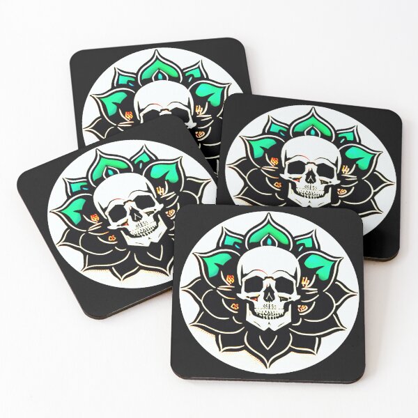 Item preview, Skull framed in Aqua Lotus Flower Blossom designed and sold by McCallnWaldo.