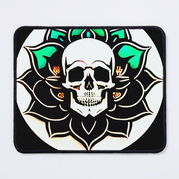 Item preview, Skull framed in Aqua Lotus Flower Blossom designed and sold by McCallnWaldo.