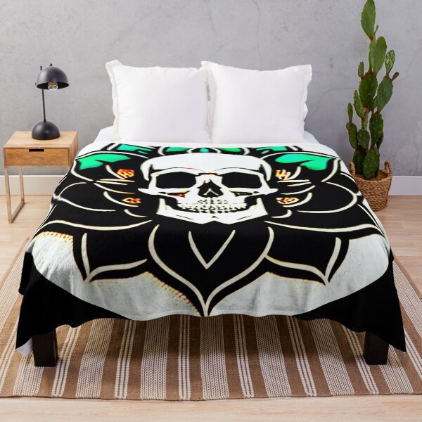 Item preview, Skull framed in Aqua Lotus Flower Blossom designed and sold by McCallnWaldo.