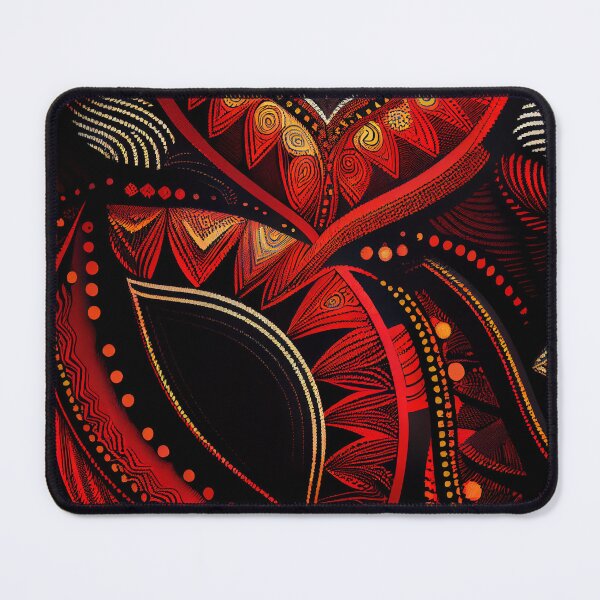Item preview, Bright Black Red Dramatic African Pattern Digital Painting designed and sold by CodeAndColors.