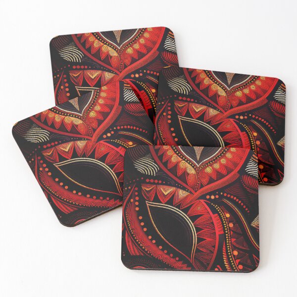 Item preview, Bright Black Red Dramatic African Pattern Digital Painting designed and sold by CodeAndColors.