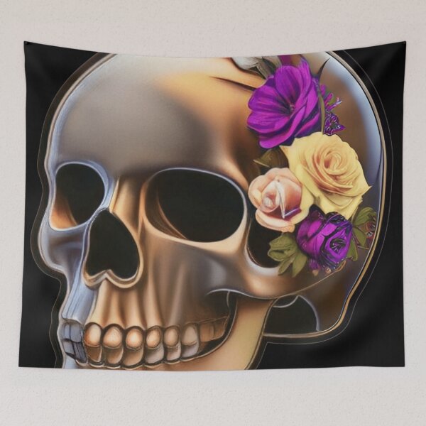 Item preview, Purple and Creme rose flower Skull Skeleton Dead Poet designed and sold by McCallnWaldo.