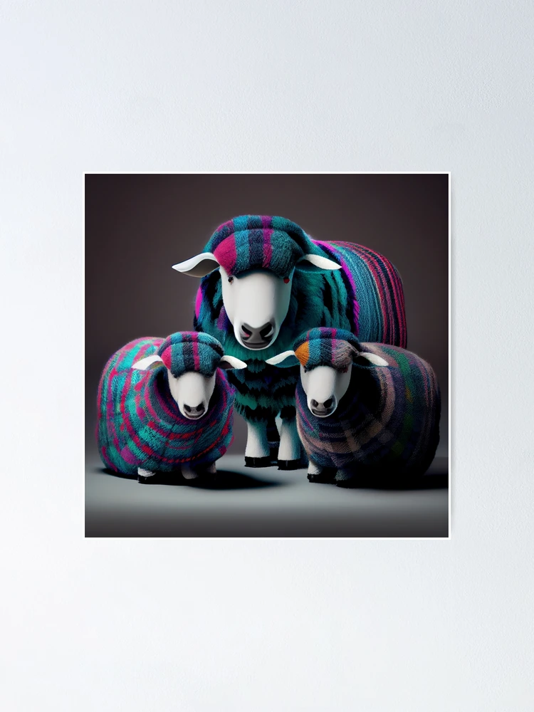 Imagen 1 de 3, Póster con la obra Flock of Tartan Sheep Digital Painting, diseñada y vendida por CodeAndColors.