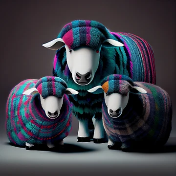 Imagen de la obra Flock of Tartan Sheep Digital Painting de CodeAndColors