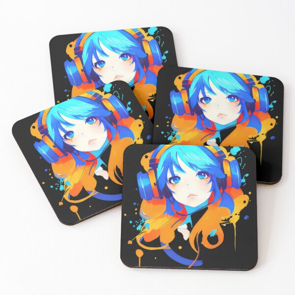 Item preview, Cute anime girl wearing headphones designed and sold by Aiartly.