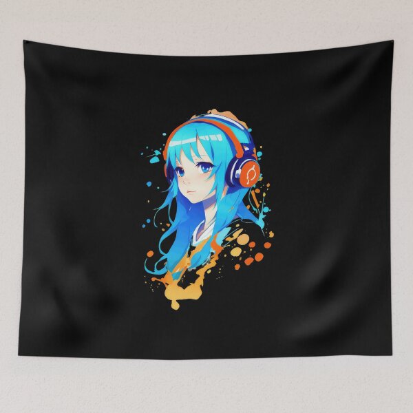Item preview, Kawaii anime girl wearing headphones designed and sold by Aiartly.