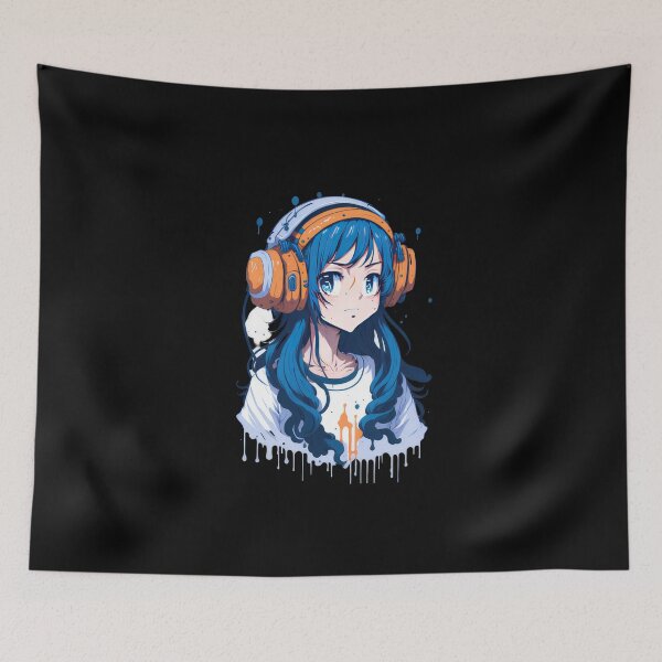 Item preview, Beautiful girl wearing headphones. designed and sold by Aiartly.