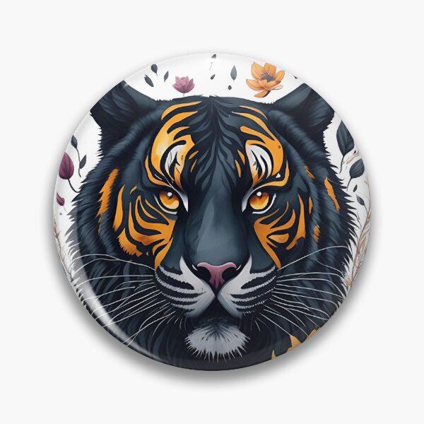 Item preview, Cute Black Tiger surrounded by colorful flowers and leaves in watercolor designed and sold by AndyNgn.