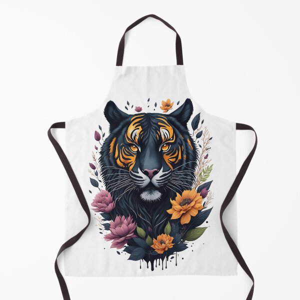 Item preview, Cute Black Tiger surrounded by colorful flowers and leaves in watercolor designed and sold by AndyNgn.