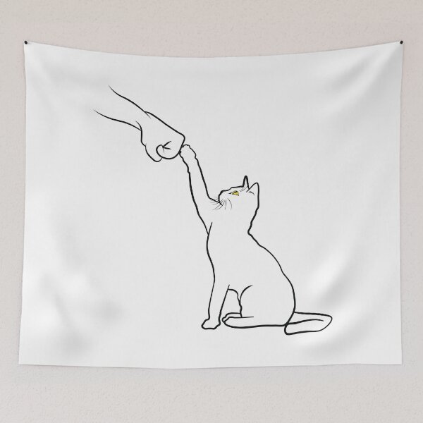 Item preview, Cute Cat Fist Bump Minimalistic Lineart Cartoon - Cat Lover designed and sold by TheInkElephant.