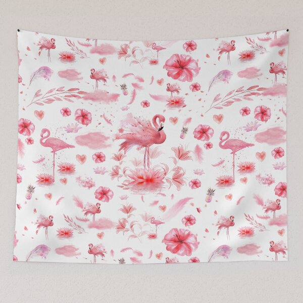 Item preview, Pink Flamingo Watercolor Seamless Flamingos Pattern designed and sold by SoccaTamam.