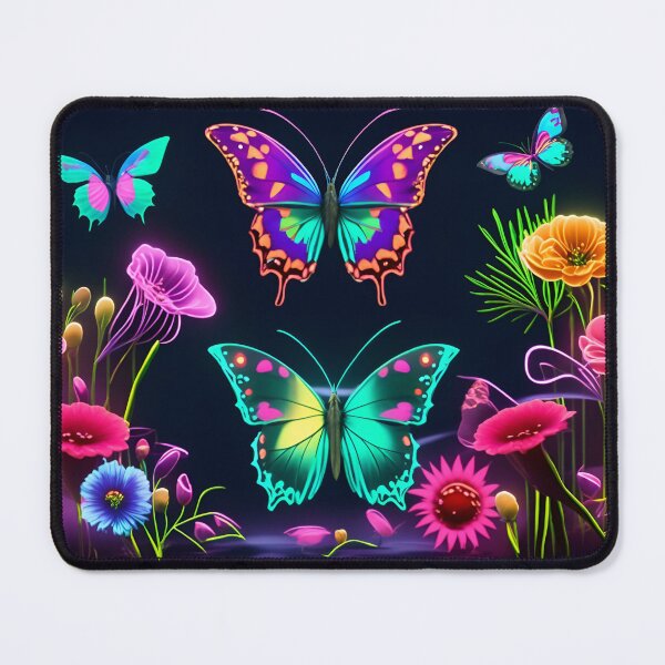 Item preview, Neon Pattern Of Colorful Flowers And Colorful Butterflies designed and sold by artist-mac.