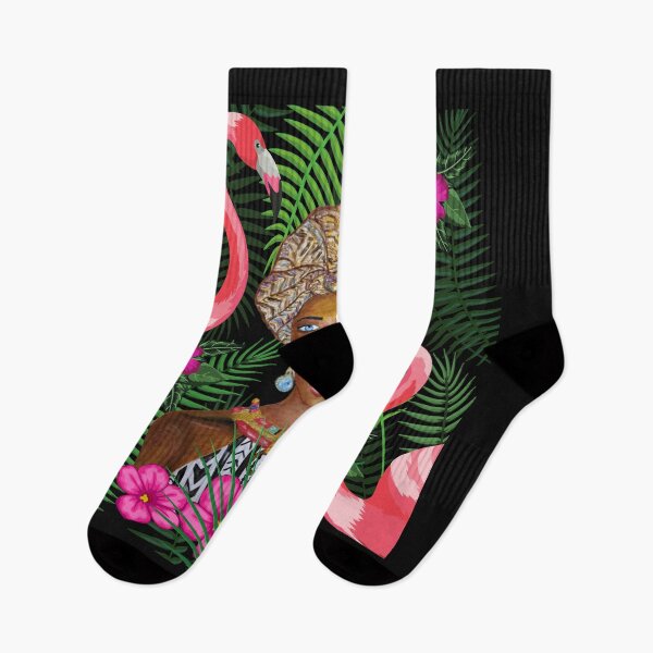 Item preview, Woman in the jungle with flamingos designed and sold by viollamarshall.