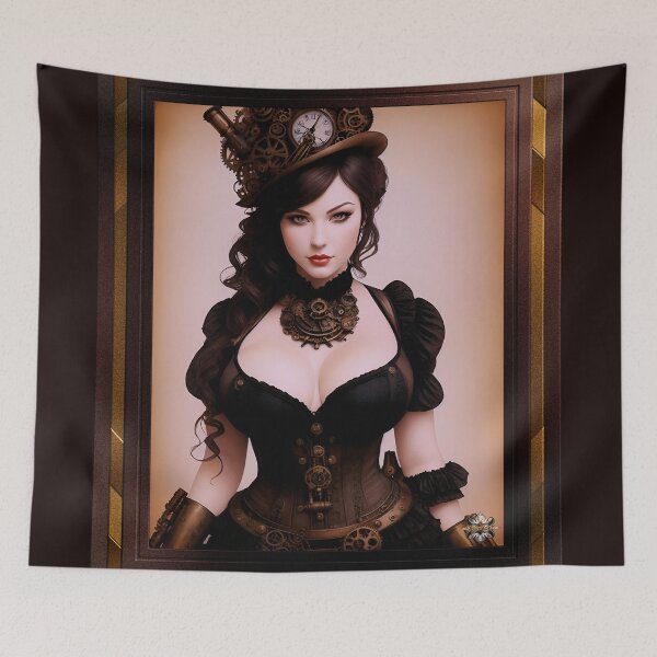 Item preview, Retro Cowgirl Of Steampunk Fashion Alluring AI Concept Art by Xzendor7 designed and sold by Xzendor7 Digital Art Creations.