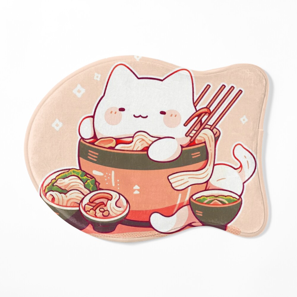 Japanese Cat eating Ramen Noodles Cuteness! Yummy!