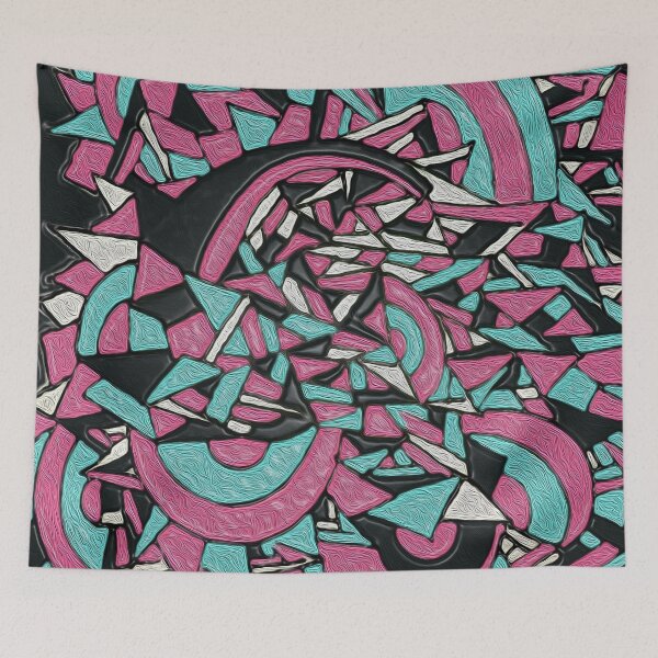 Artikelvorschau, Rainbowing, Pink Black, Baby Blue, abstrakte Kunst entworfen und verkauft von ubustudio.