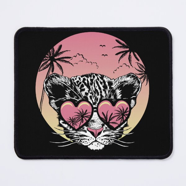 Item preview, Cute little leopard cub face in sunglasses on background of sunset and palm. designed and sold by Marina Smorodinskaya.