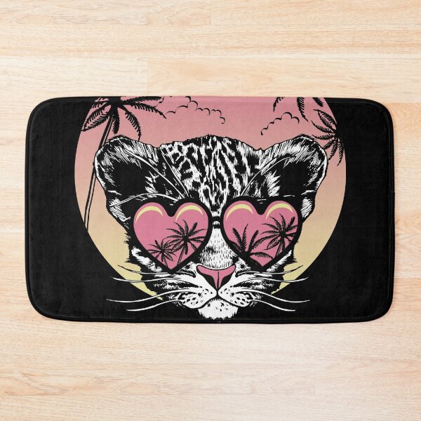 Item preview, Cute little leopard cub face in sunglasses on background of sunset and palm.  designed and sold by Marina Smorodinskaya.