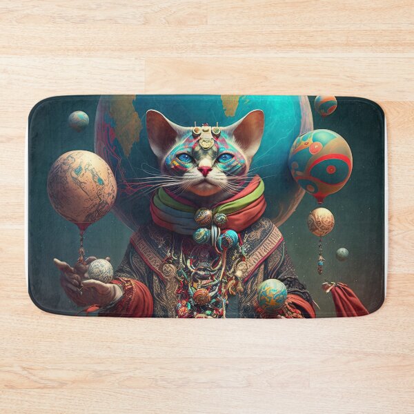 Item preview, Environmentalist Cyberpunk Cat celebrating Earth Day - surrealist AI Generated Art designed and sold by Flowsaiartshop.