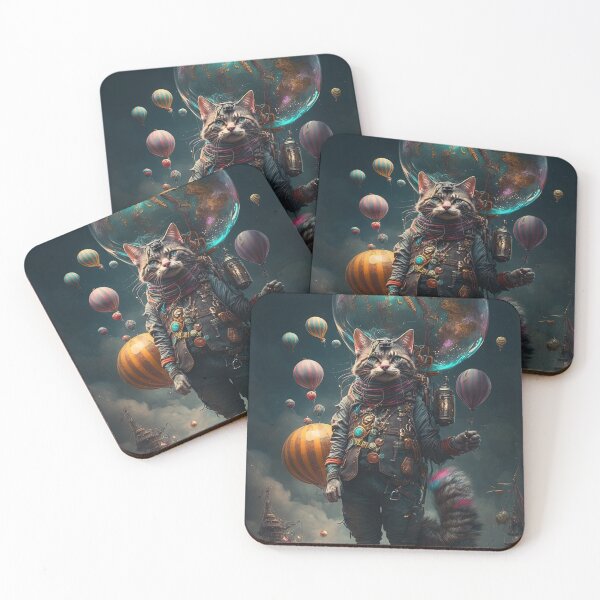 Item preview, Environmentalist Cyberpunk Cat celebrating Earth Day - surrealist AI Generated Art designed and sold by Flowsaiartshop.