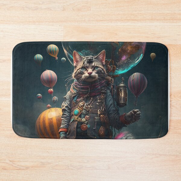 Item preview, Environmentalist Cyberpunk Cat celebrating Earth Day - surrealist AI Generated Art designed and sold by Flowsaiartshop.