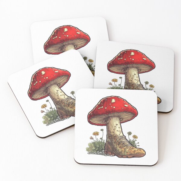 Artikelvorschau, Amanita muscaria mushroom wildflower hiking boots,Mushroom Trek: A Fun and Whimsical Hiking Boot Design entworfen und verkauft von EmeraldeaArt.