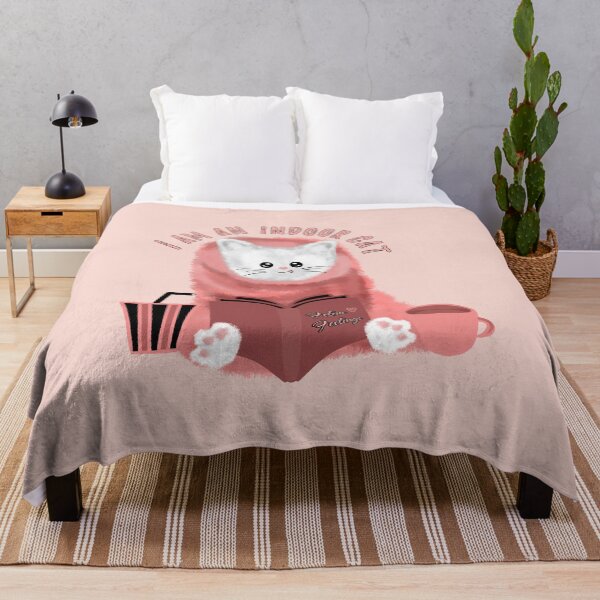 Item preview, I am an indoor cat - cute introvert cat with blanket designed and sold by stayartsy07.