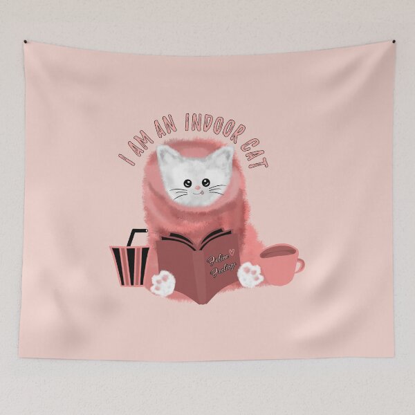 Item preview, I am an indoor cat - cute introvert cat with blanket designed and sold by stayartsy07.