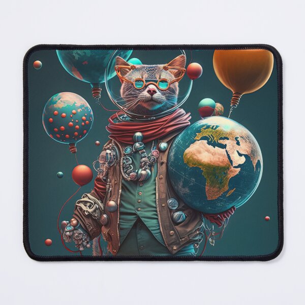 Item preview, Environmentalist Cyberpunk Cat celebrating Earth Day - surrealist AI Generated Art designed and sold by Flowsaiartshop.