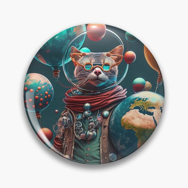 Item preview, Environmentalist Cyberpunk Cat celebrating Earth Day - surrealist AI Generated Art designed and sold by Flowsaiartshop.