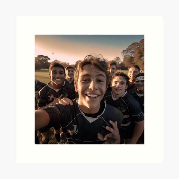 Selfie of a group of young rugby players Art Print