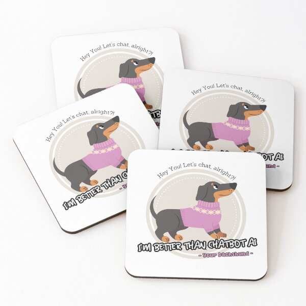 Item preview, better than chatbot AI - dachshund in a sweater designed and sold by PositiveIdeas.