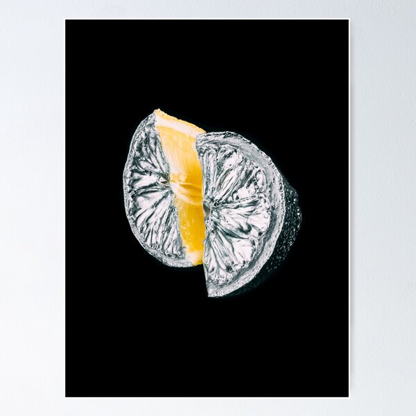 Item preview, Sliced lemon painted of chrome on a black background designed and sold by Juri Pozzi.