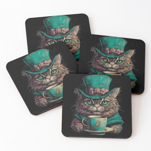 Item preview, Steampunk Cat & Coffee Lover Retro Alice in Wonderland designed and sold by AIWanderer.