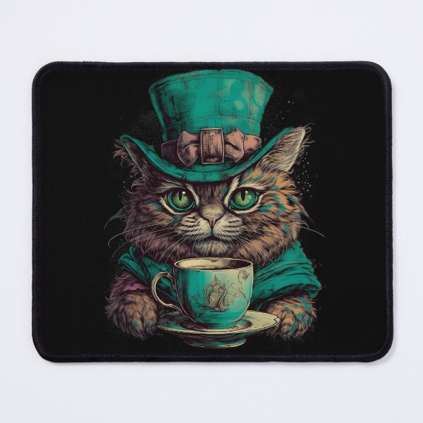 Item preview, Steampunk Cat & Coffee Lover Retro Alice in Wonderland designed and sold by AIWanderer.