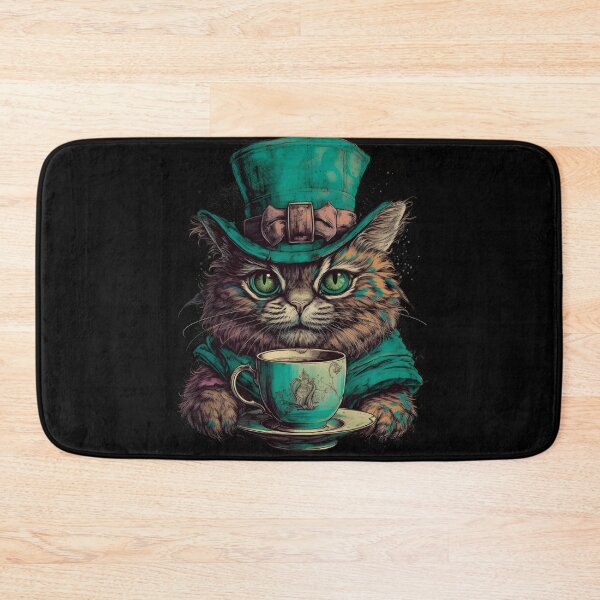 Item preview, Steampunk Cat & Coffee Lover Retro Alice in Wonderland designed and sold by AIWanderer.