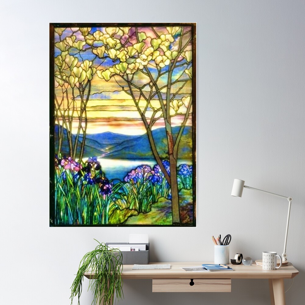 Magnolia and Irises- by Louis Comfort Tiffany digitally enhanced and made  more vibrant by WatermarkNZ Press | Poster