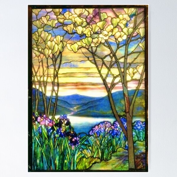 Item preview, Magnolia and Irises- by Louis Comfort Tiffany digitally enhanced and made more vibrant by WatermarkNZ Press designed and sold by CristalleLisa.