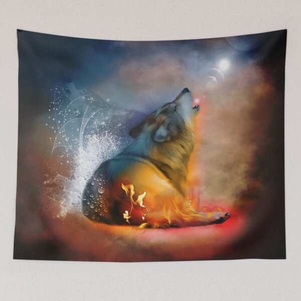 Item preview, The Majesty Of Wolves with fire and water designed and sold by nicky2342.